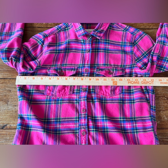Abercrombie & Fitch Women’s Pink Plaid Flannel Long Sleeve Button Down Shirt S - Picture 11 of 12